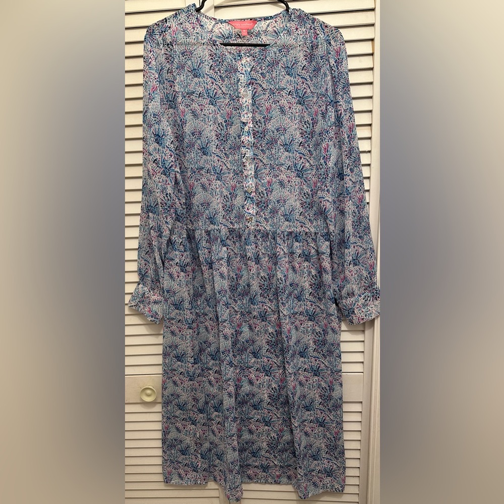 Simply Southern Blue and Pink Women's Midi Dress Size M